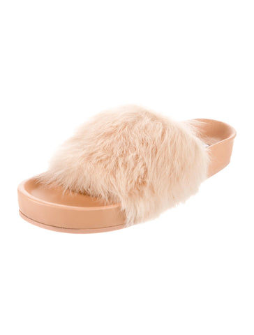 JIL SANDER Toscana Shearling Fur Slide Sandals In Neutrals